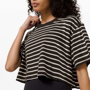 Lululemon All Yours Crop Tee in Yachtie Stripe Black Chrome